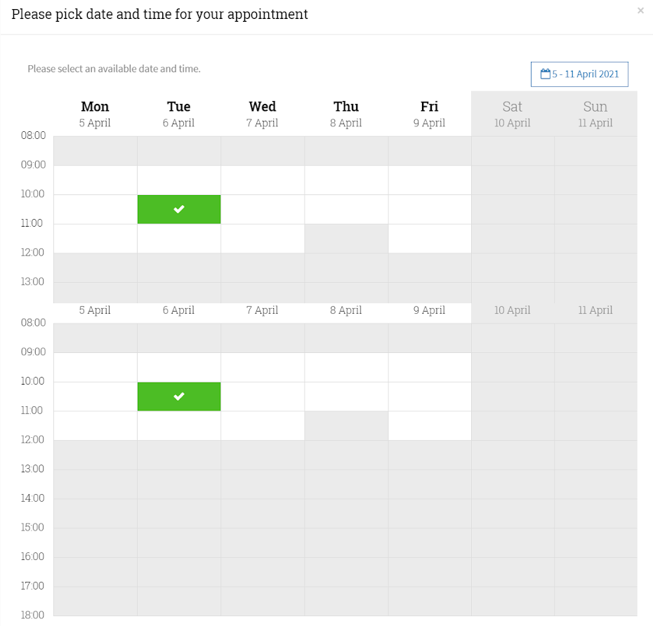 pick date and time for your appointment pick date and time for your appointment