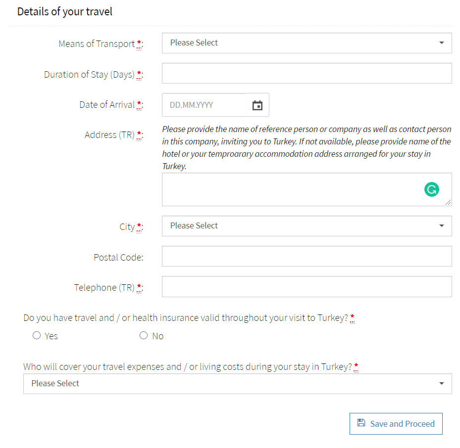 Details of your travel Details of your travel