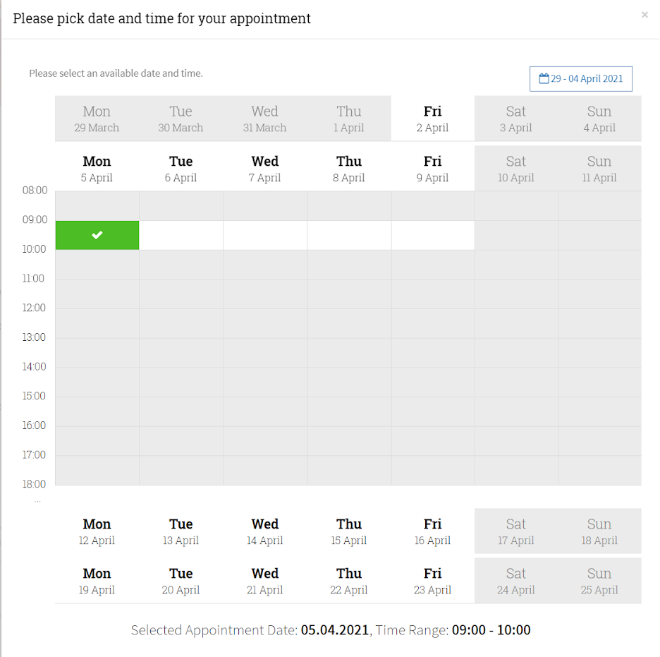 Pick date and time Pick date and time
