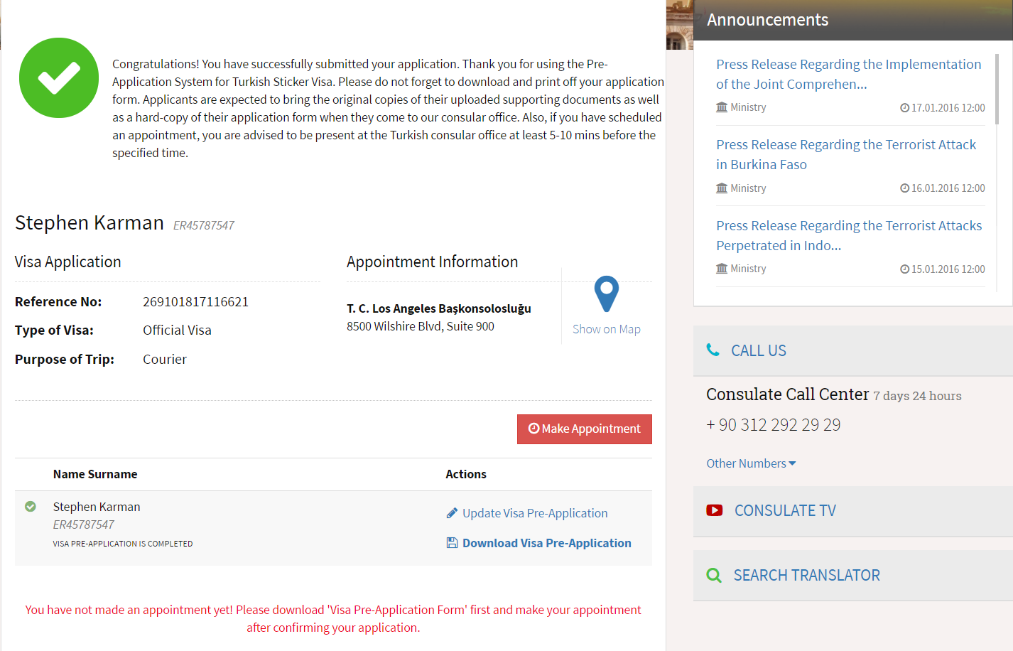 Confirm your application
