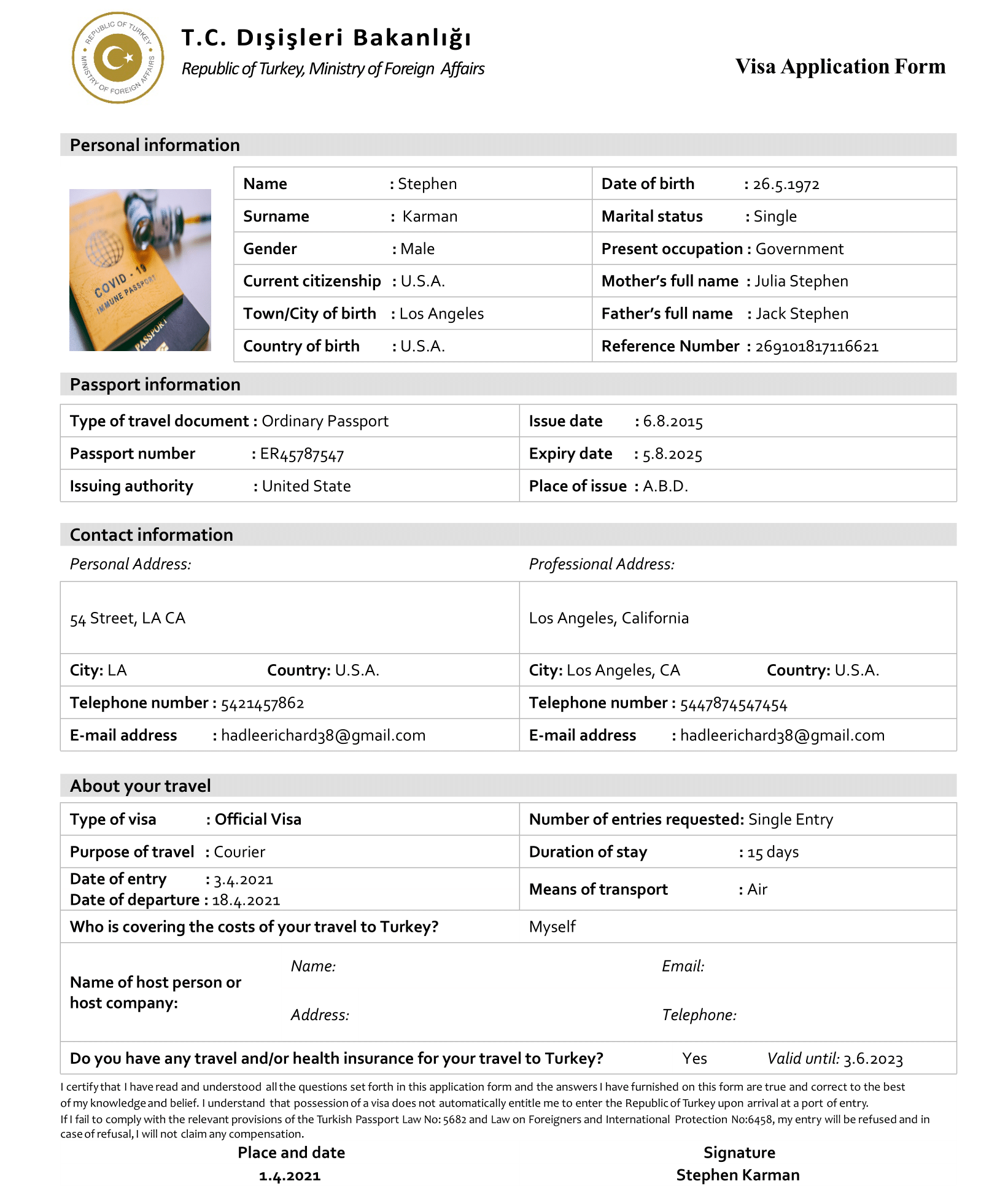 Turkey Official Visa