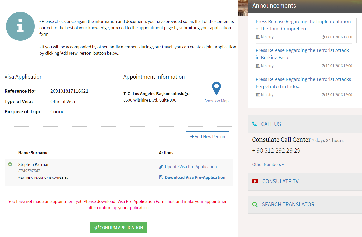 Visa Application
