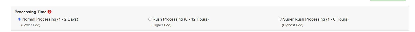 Processing time Processing time