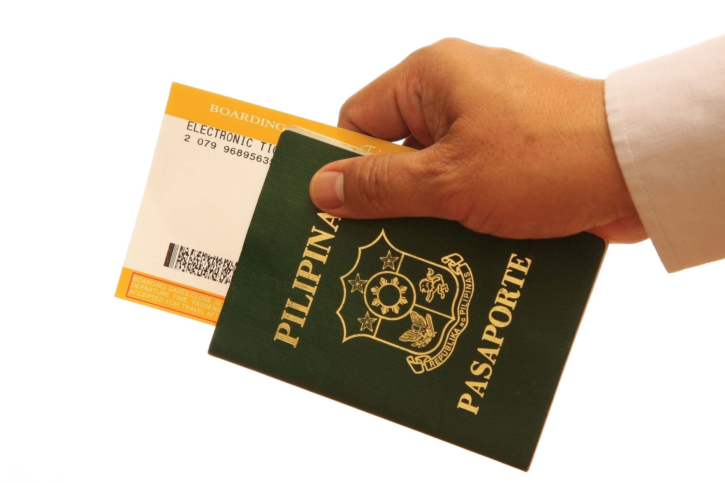 Hand With Passport Isolated On White Background Hand With Passport Isolated On White Background