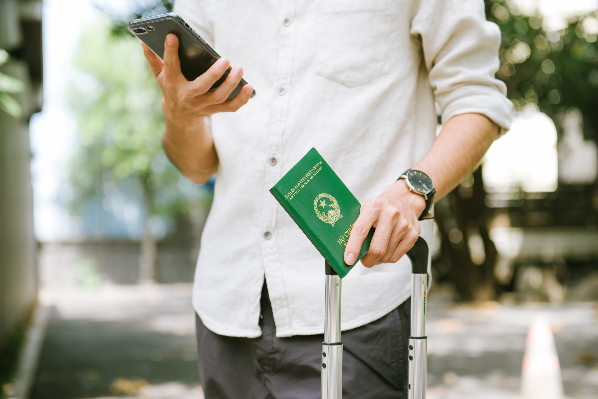 Man Hands Holding Vietnamese Passport Ready for Traveling Man Hands Holding Vietnamese Passport Ready for Traveling