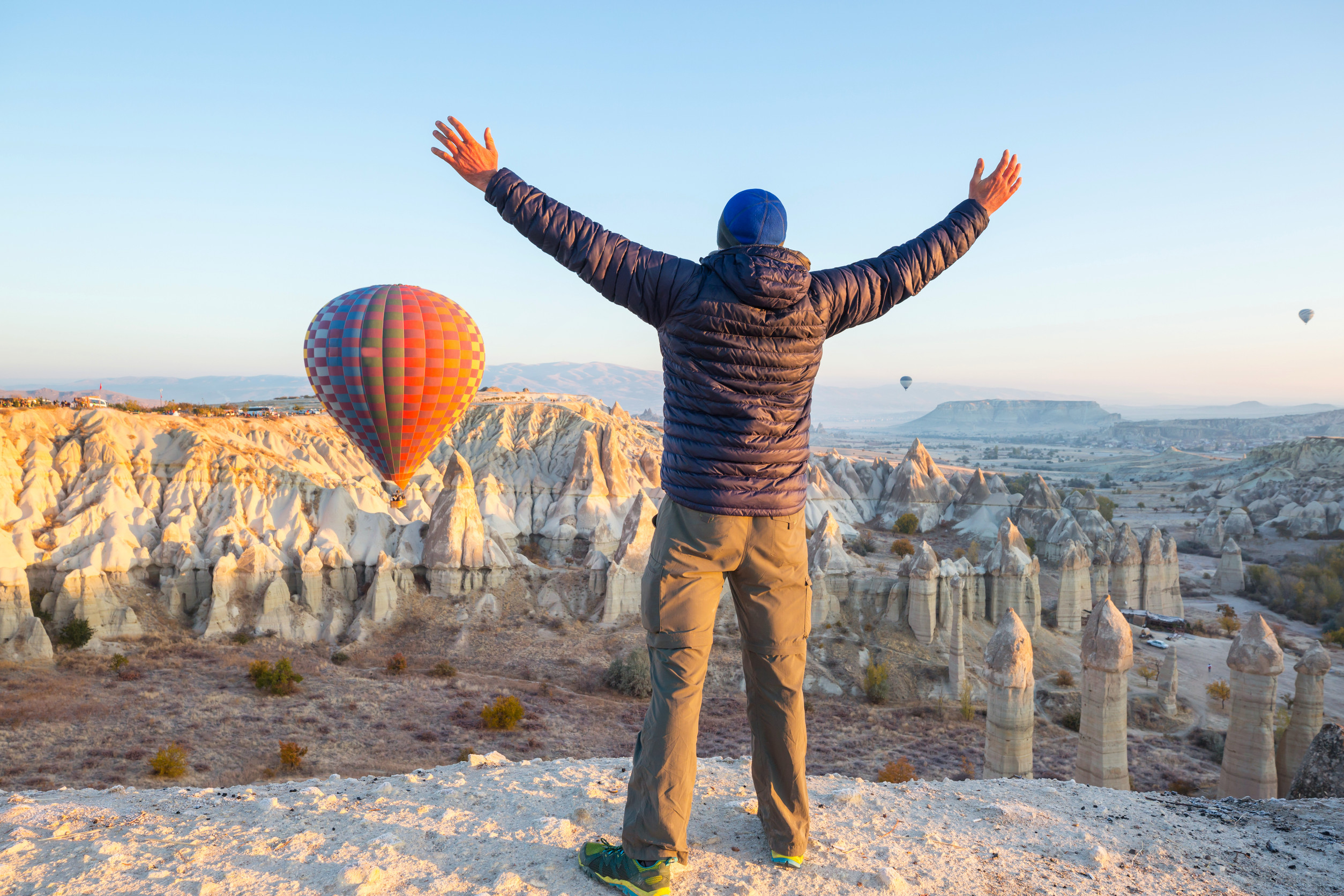 Tourist In Famous Touristic Place Cappadocia Turkey Tourist In Famous Touristic Place Cappadocia Turkey